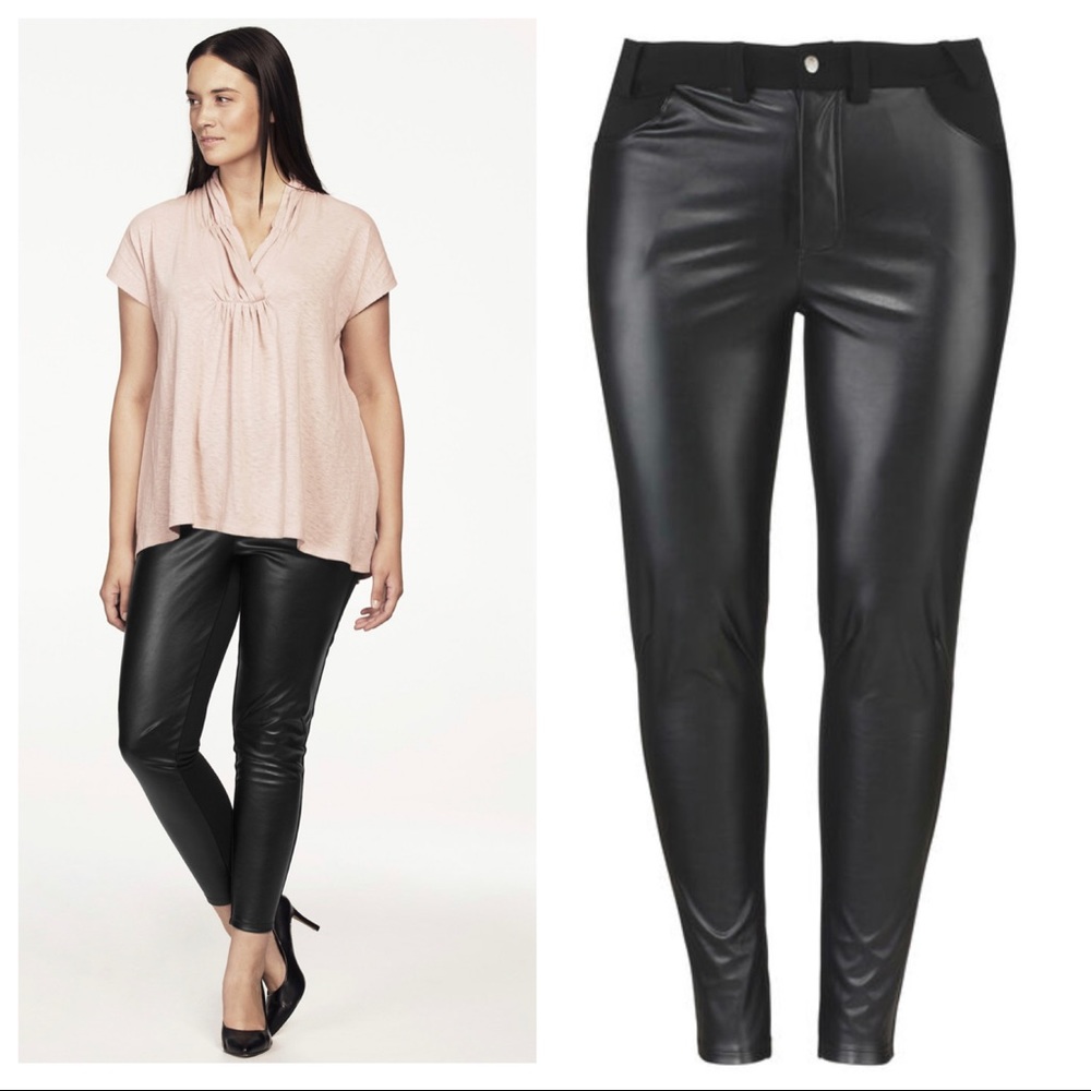 Faux Leather Front Ponte Leggings
